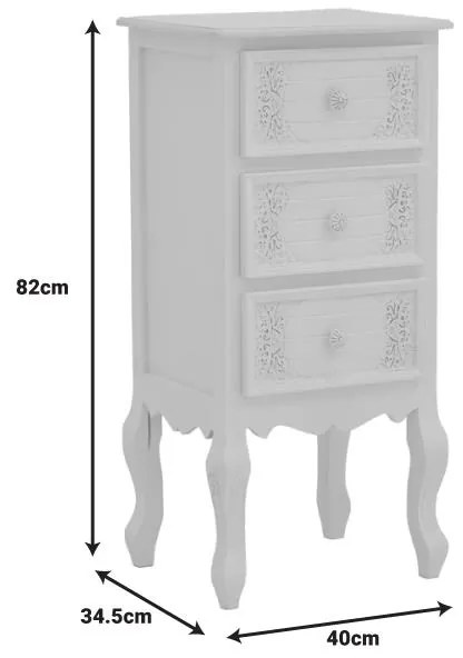 Συρταριέρα Pazlen Inart mdf σε λευκή αντικέ απόχρωση 40x34.5x82εκ