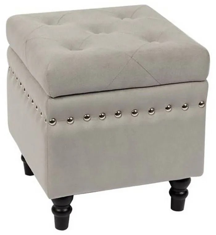 Σκαμπό Αποθ/κό Loko Black/Grey Velure Ε7036,2 37x37x40cm Velvet, Wood
