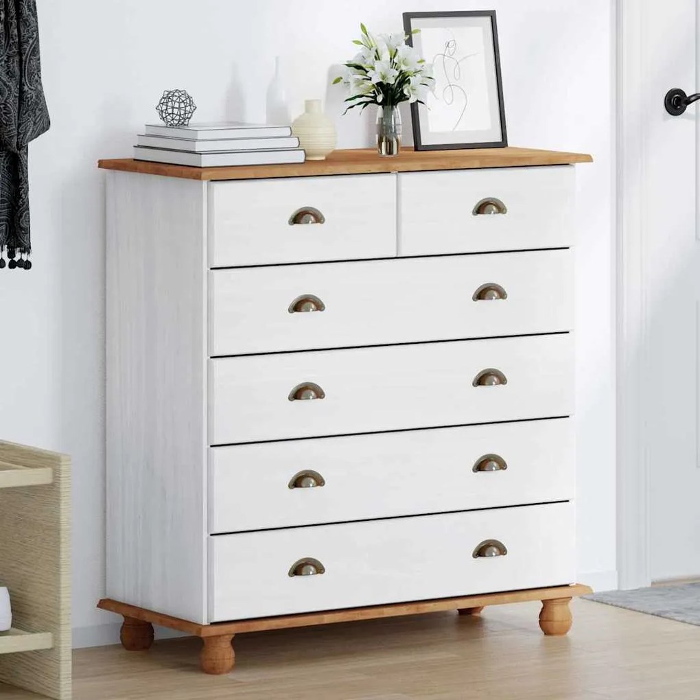 vidaXL Συρταριέρα ASKIM Λευκό 91 x 40 x 95.5 εκ. Μασίφ ξύλο πεύκου
