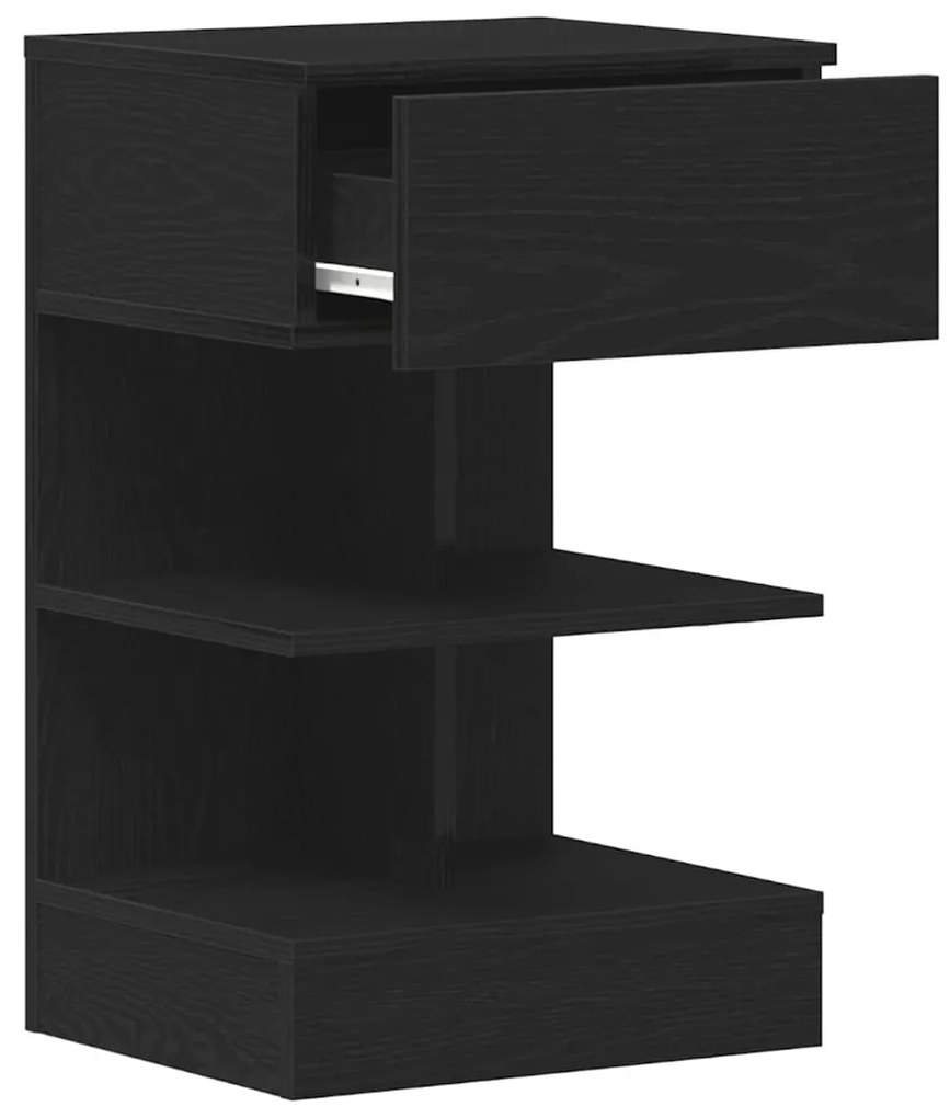 vidaXL Κομοδίνο 2 pcs Μαύρη δρυς 40 x 35 x 65 εκ. Επεξεργασμένο ξύλο