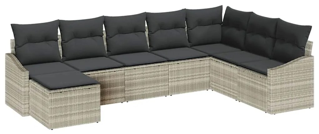 vidaXL Σετ Καναπέ Κήπου 8 pcs Ανοιχτό γκρι Πολυ ράταν