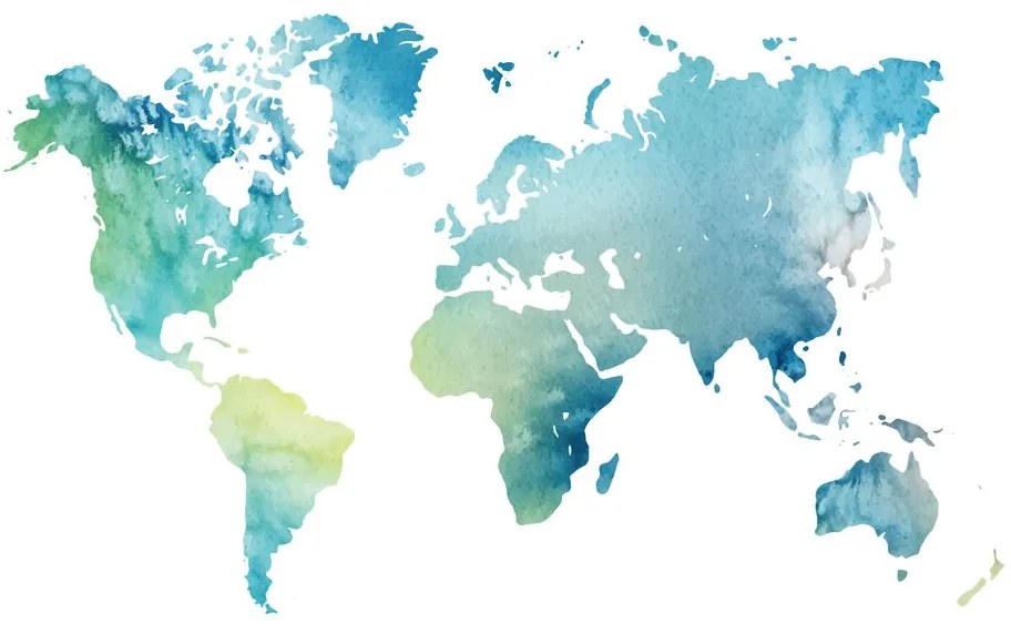 Εικόνα στον παγκόσμιο χάρτη φελλού σε σχέδιο ακουαρέλας - 90x60  transparent