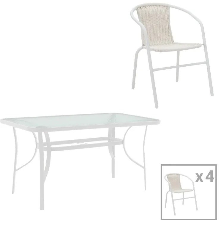 Τραπεζαρία Ensure-Obbi I σετ 5τεμ pakoworld μέταλλο-pe λευκό