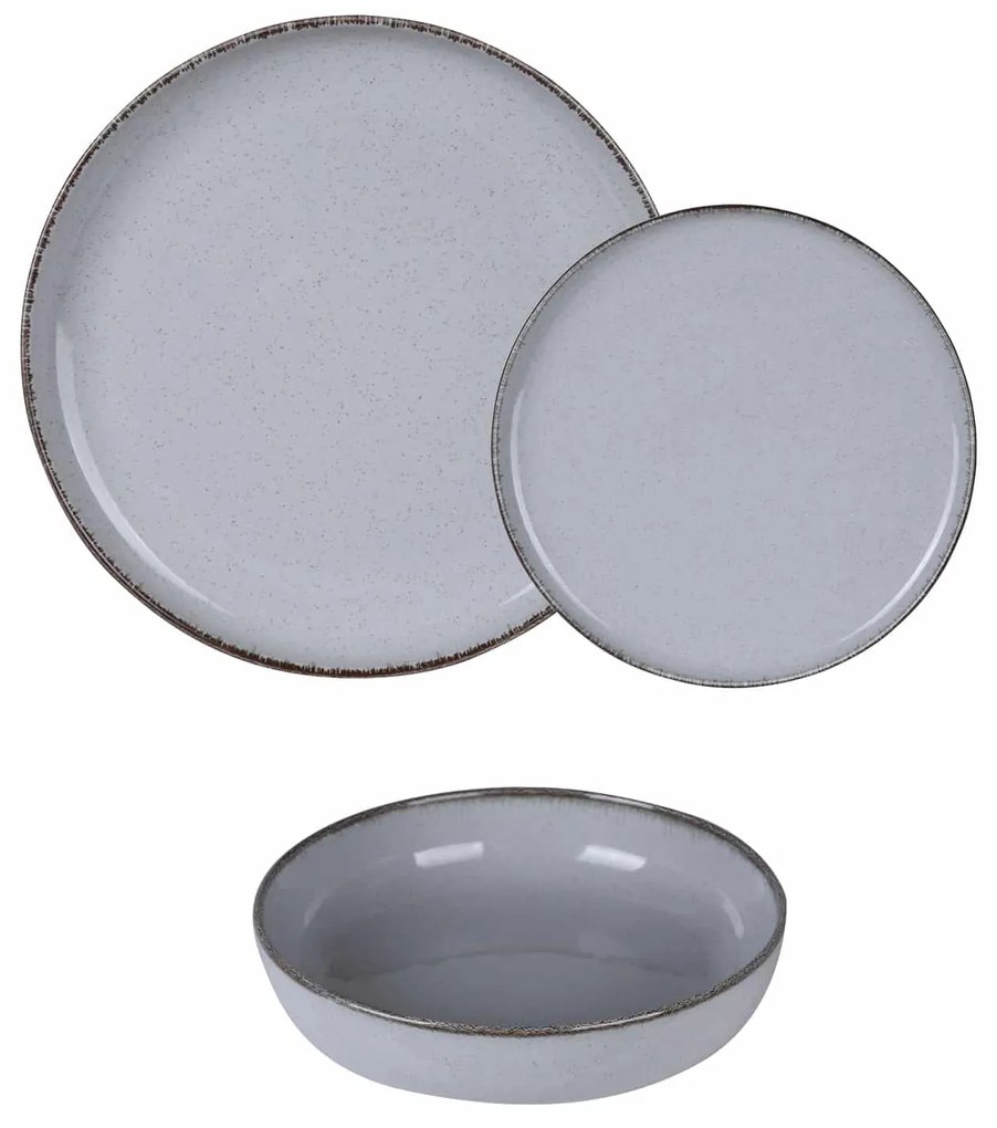 Σερβίτσιο Πιάτων Πορσελάνης Pearl Mood Γκρι – Σετ 18τμχ - Kutahya Porselen