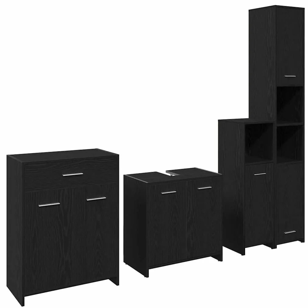 vidaXL Σειρά Επίπλων Μπάνιου 4 pcs Μαύρη Οξυά 30 x 30 x 183.5 εκ.