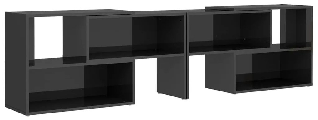 Έπιπλο Τηλεόρασης Γυαλιστερό Γκρι 149x30x52 εκ. Επεξ. Ξύλο - Γκρι