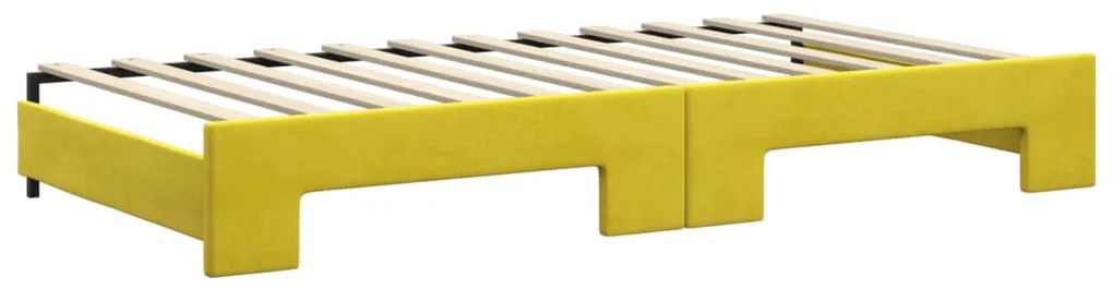 vidaXL Καναπές Κρεβάτι Συρόμενος Κίτρινο Βελούδινος Στρώματα