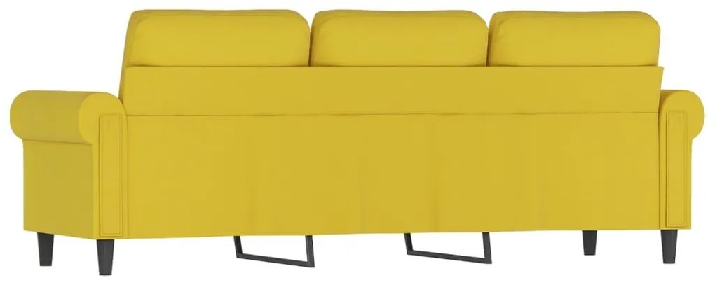 Καναπές Τριθέσιος Κίτρινο 180 εκ. Βελούδινος - Κίτρινο