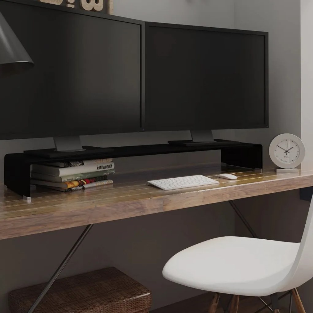 Βάση Τηλεόρασης/Οθόνης Μαύρη 120 x 30 x 13 εκ. Γυάλινη