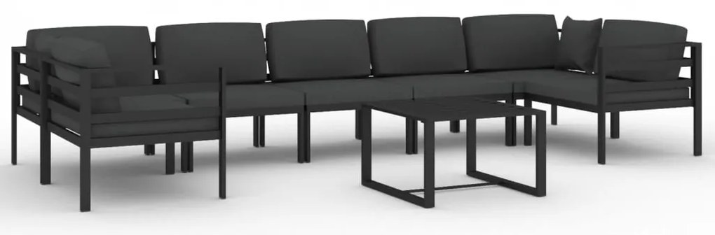 vidaXL Σαλόνι Κήπου 8 Τεμαχίων Ανθρακί Αλουμινίου με Μαξιλάρια