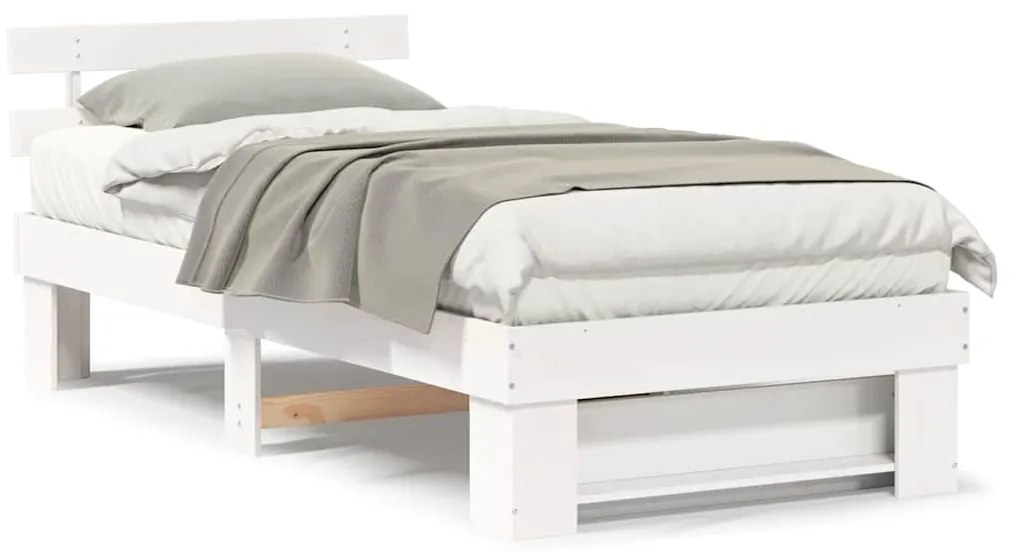 vidaXL Σκελετός Κρεβατιού Λευκό 75 x 190 cm Στερεά ξυλεία πεύκου