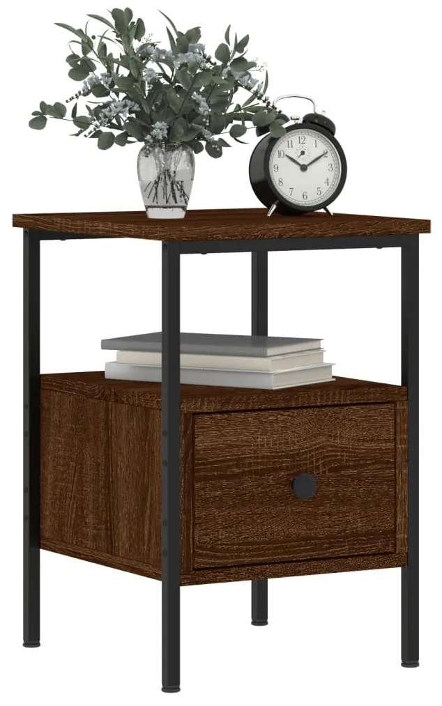 vidaXL Κομοδίνα 2 τεμ. Καφέ Δρυς 34 x 36 x 50 εκ. Επεξεργασμένο Ξύλο