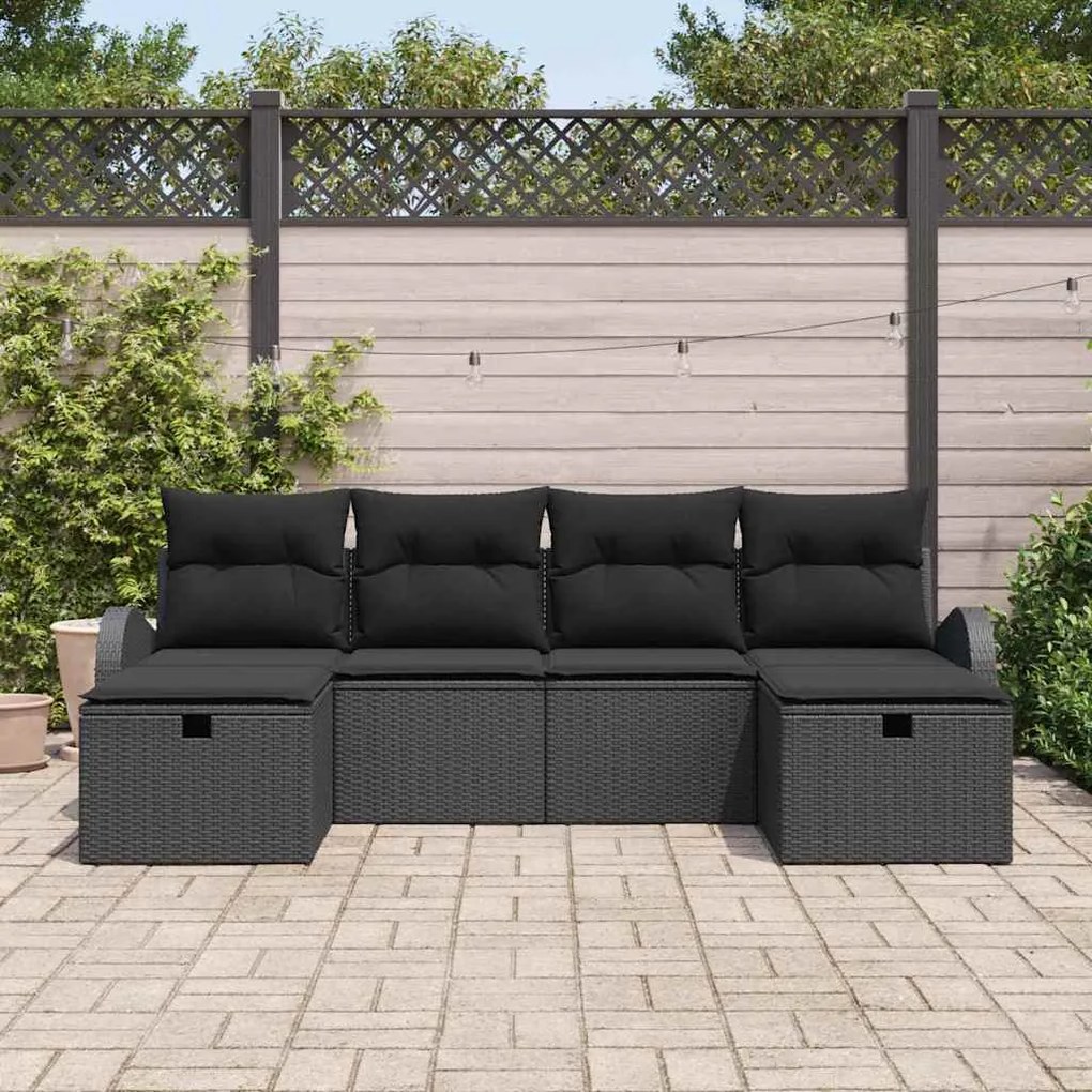 vidaXL Σετ Καναπέ Κήπου 6 pcs Μαύρο 234 x 117 x 85 εκ Πολυ ράταν