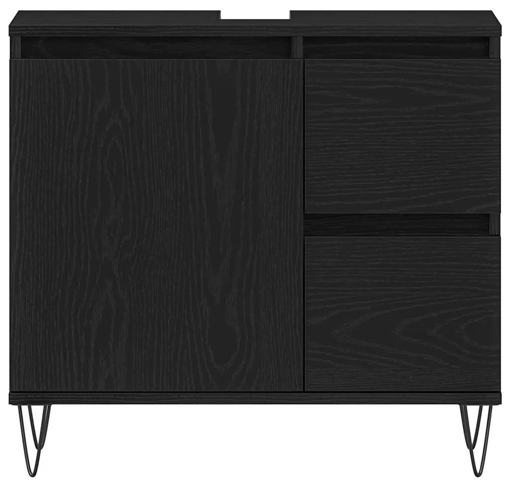 vidaXL Ντουλάπι Νιπτήρα Μαύρη Οξυά 65 x 33 x 60 εκ Επεξεργασμένο ξύλο