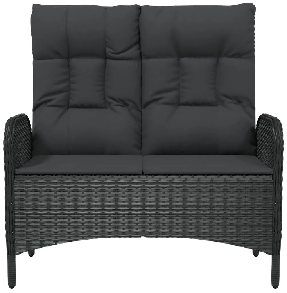 vidaXL Πάγκος Κήπου Ανακλινόμενος Μαύρος 107 εκ. Συνθ. Ρατάν&amp;Μαξιλάρια