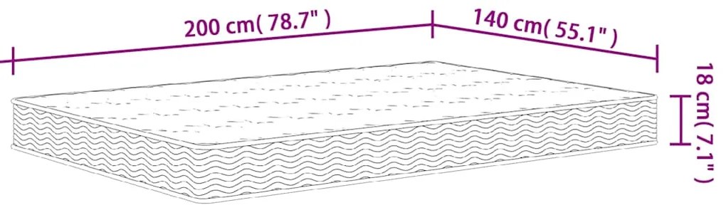 vidaXL Στρώμα με Bonnell Springs Μεσαία Σκληρότητα 140 x 190 εκ.
