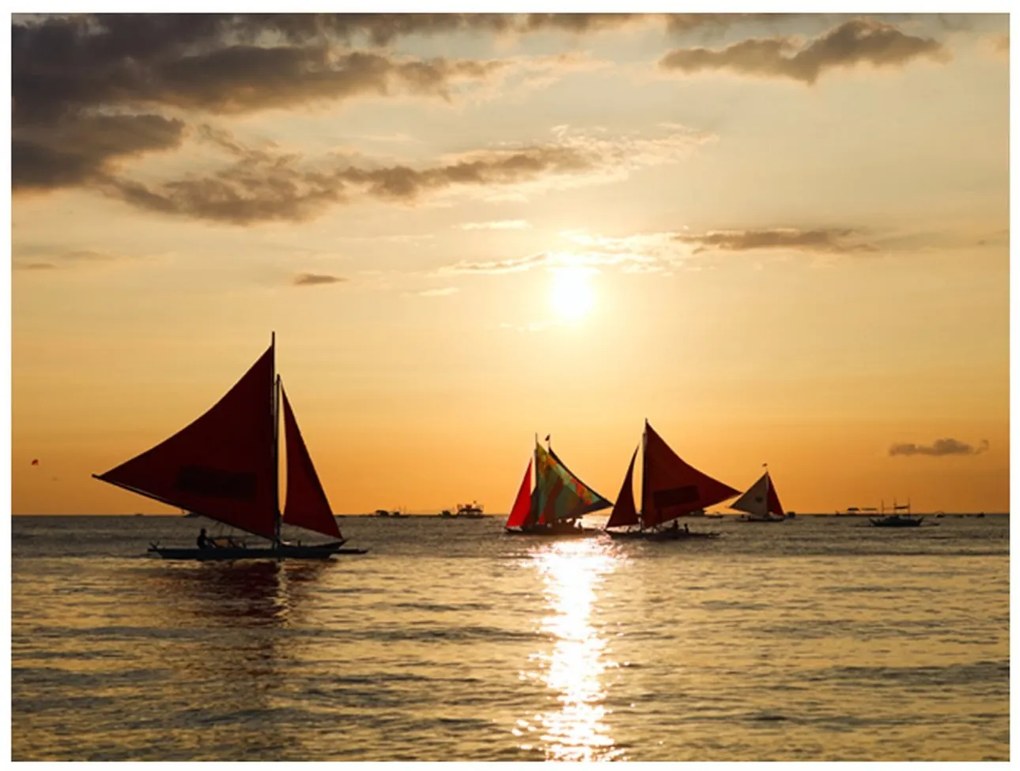 Φωτοταπετσαρία - sailing boats - sunset 200x154