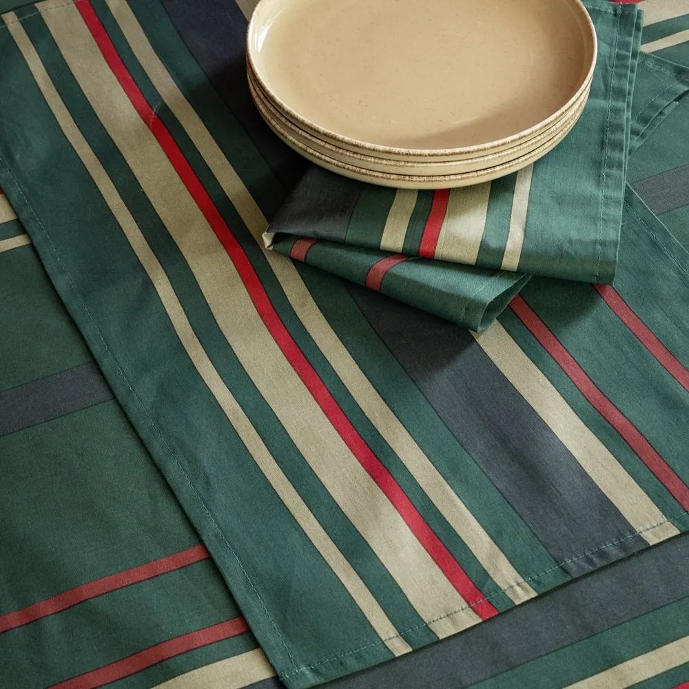Καρέ Tinsel Green-Red Nima 85X85 100% Cotton