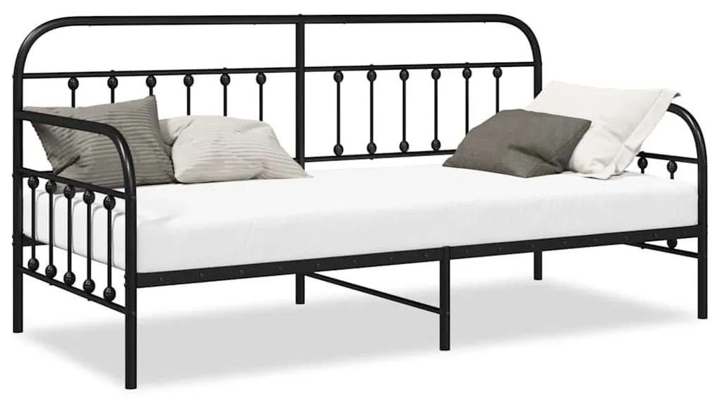 vidaXL Σκελετός κρεβατιού ημέρας Μαύρο 100 x 190 cm