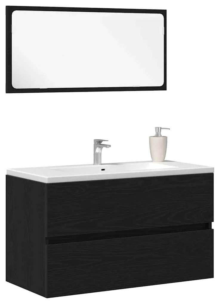 vidaXL Σετ Επίπλων Μπάνιου 2 pcs Μαύρη Οξυά 80 x 38.5 x 45 cm