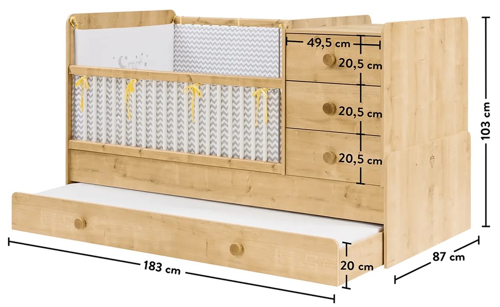 Βρεφική πολυμορφική κούνια BABY MOCHA with Telescopic Rail  MO-1015  80x180εκ.  Cilek