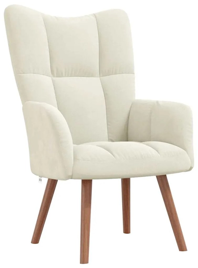 vidaXL Πολυθρόνα Relax Λευκό Κρεμ Βελούδινη με Σκαμπό