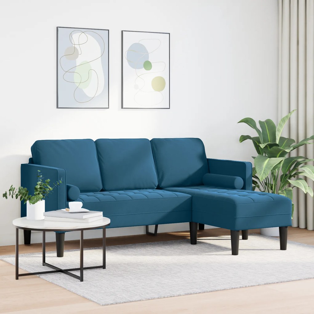 vidaXL Γωνιακός Καναπές Μπλε 173x131x67 εκ. Βελούδο