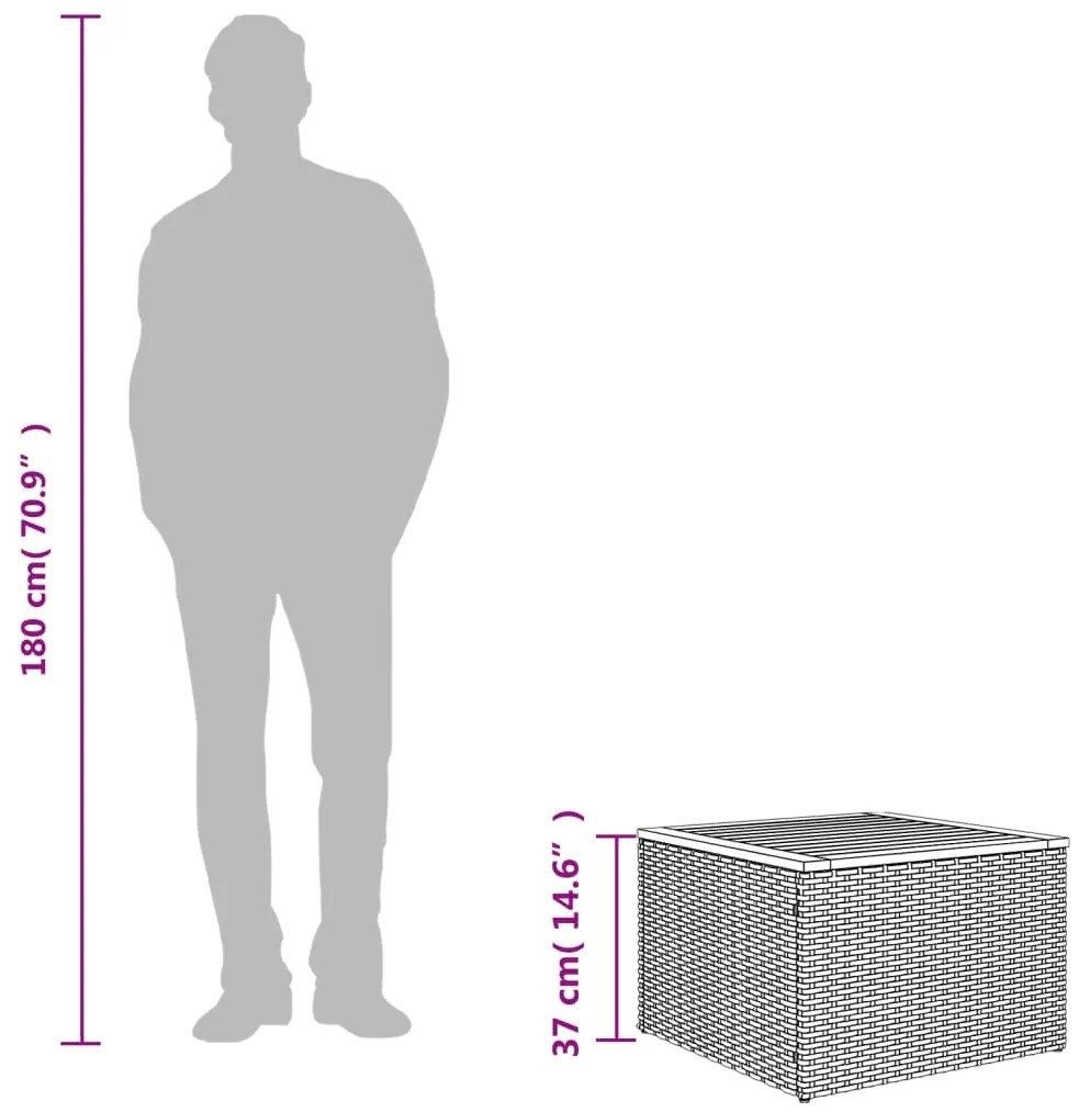 vidaXL Τραπέζι Κήπου Μαύρο 55x55x37 εκ. από Συνθετικό Ρατάν και Ξύλο Ακακίας
