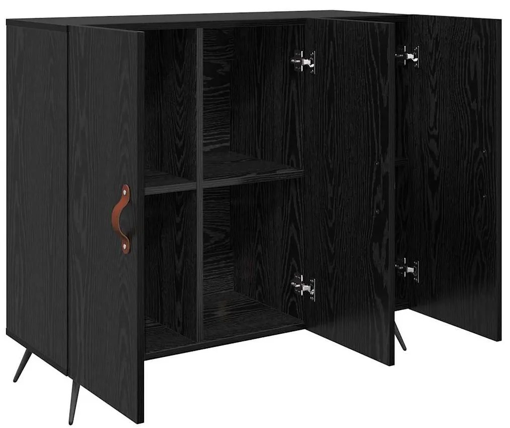 vidaXL Πλαϊνό γραφείο Μαύρο 90 x 34 x 80 εκ. Επεξεργασμένο ξύλο