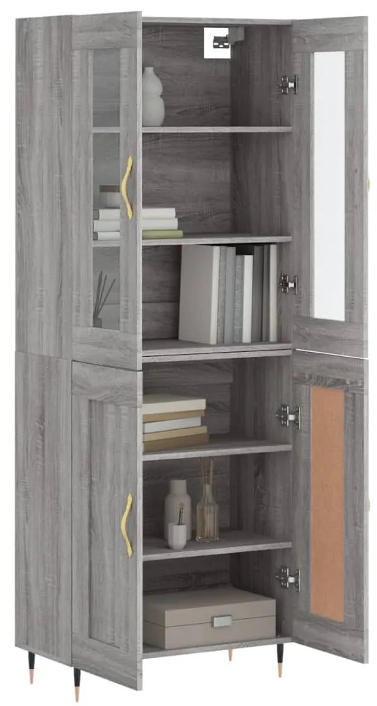 vidaXL Ντουλάπι Γκρι Sonoma 69,5 x 34 x 180 εκ. Επεξεργασμένο Ξύλο
