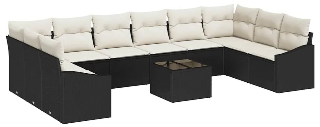 vidaXL Σέτ φαγητού για κήπο με μαξιλάρι 11 pcs Καφέ, Κρέμα