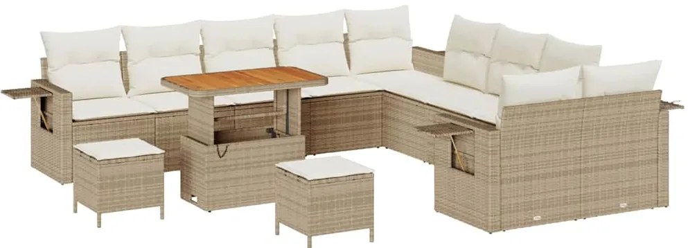 vidaXL Σετ Καναπέ Κήπου 13 pcs Μπεζ συνθετικό ρατάν