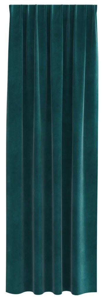 vidaXL Curtains blackout  με κορδέλα 2 τεμ Σκούρο Πράσινο Βελούδο
