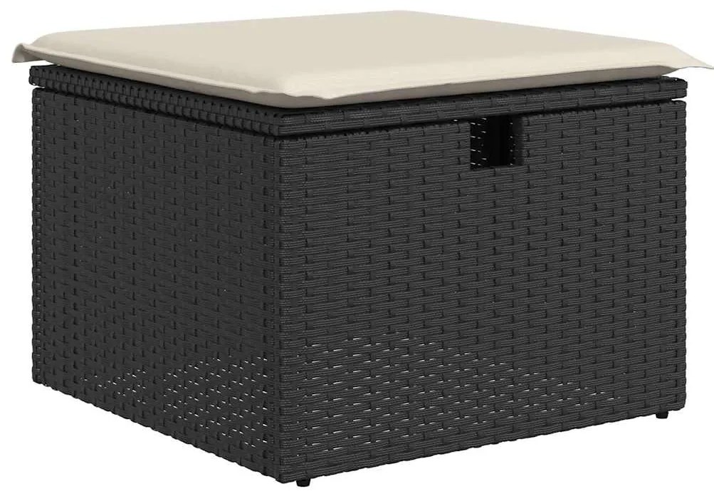 vidaXL Καναπές Σετ 7 Τεμαχίων Μαύρο Συνθετικό Ρατάν με Μαξιλάρια