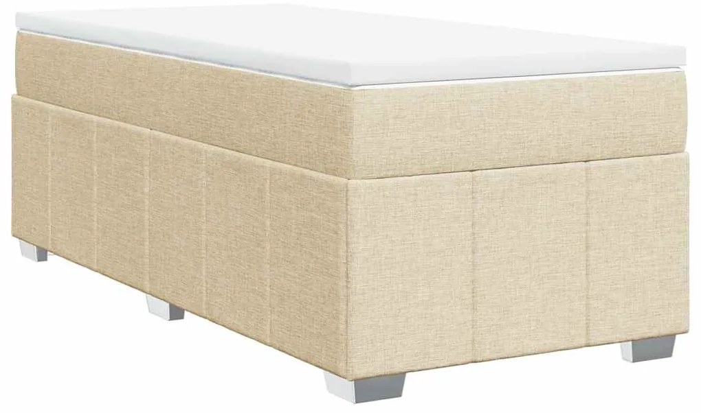 vidaXL Κρεβάτι Boxspring με Στρώμα Κρεμ 100 x 200 εκ. Υφασμάτινο