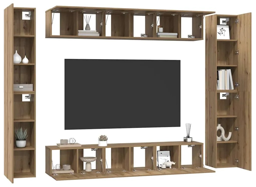 vidaXL Σετ επίπλου τηλεόρασης 10 pcs Artisan Oak Επεξεργασμένο ξύλο