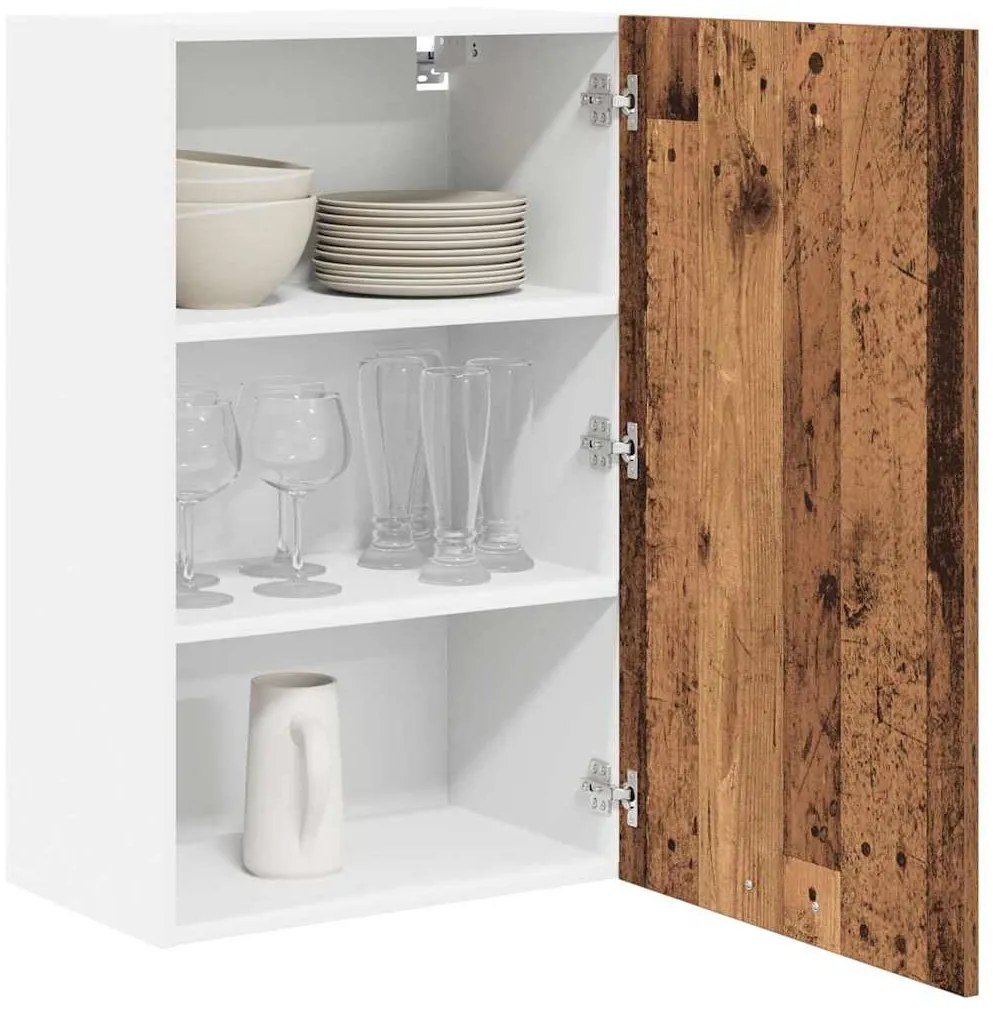 vidaXL Κρεμαστό ντουλάπι Παλαιό Ξύλο και Λευκό 50 x 31 x 80 εκ.