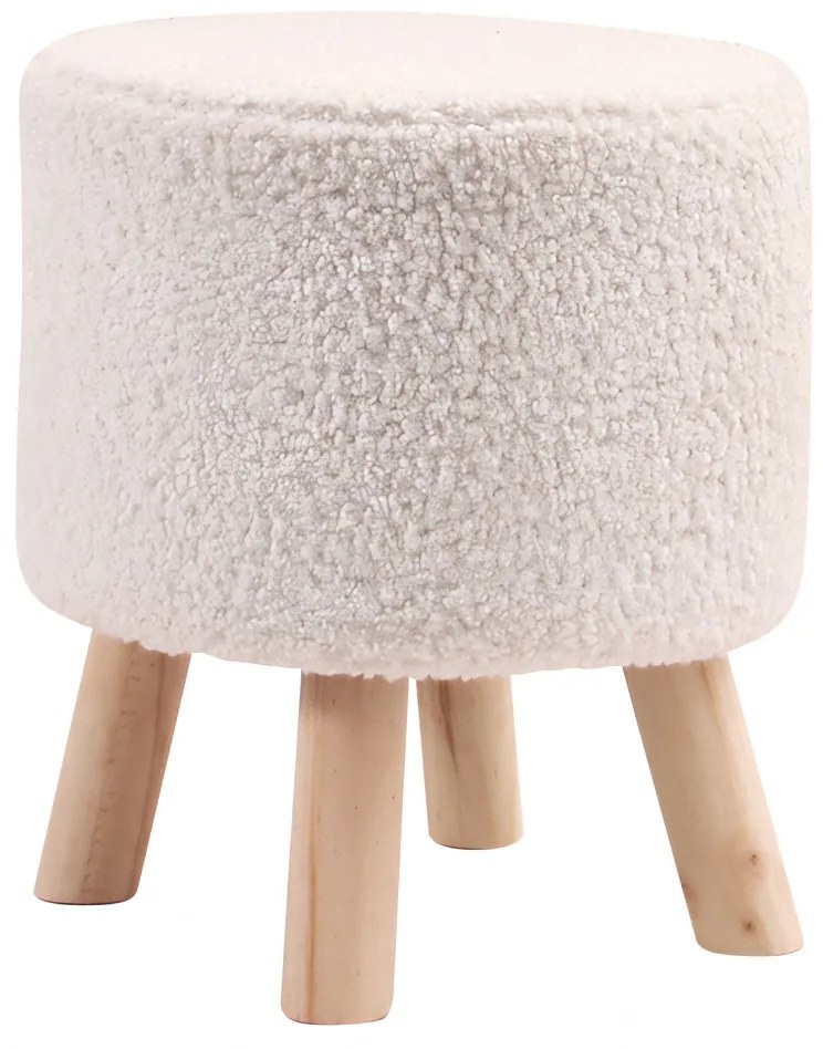Σκαμπό ArteLibre CATTLEYA Με Ξύλινα Πόδια Λευκό Ύφασμα Cashmere 35x35x40cm-14940017