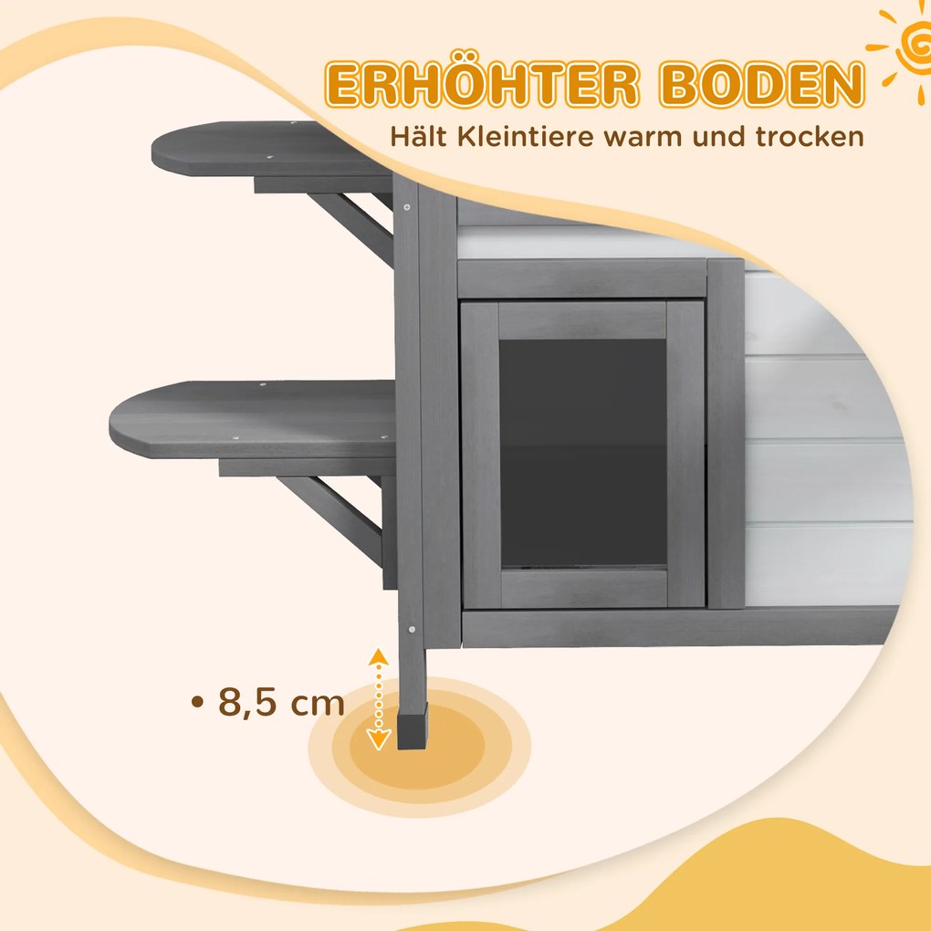 PawHut Σπίτι Γάτας, 2 Επίπεδα, Ανθεκτικό στις Καιρικές Συνθήκες, 99,5 x 76 x 91 cm, Λευκό + Γκρι