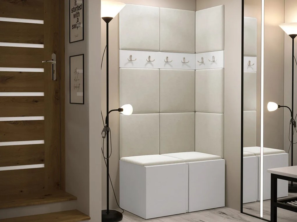 Σετ διαδρόμου Hartford 264, 186x84x46cm, 27 kg, Άσπρο, Ταπισερί, Πλαστικοποιημένη μοριοσανίδα, Τοίχου, Εντοιχισμένη | Epipla1.gr