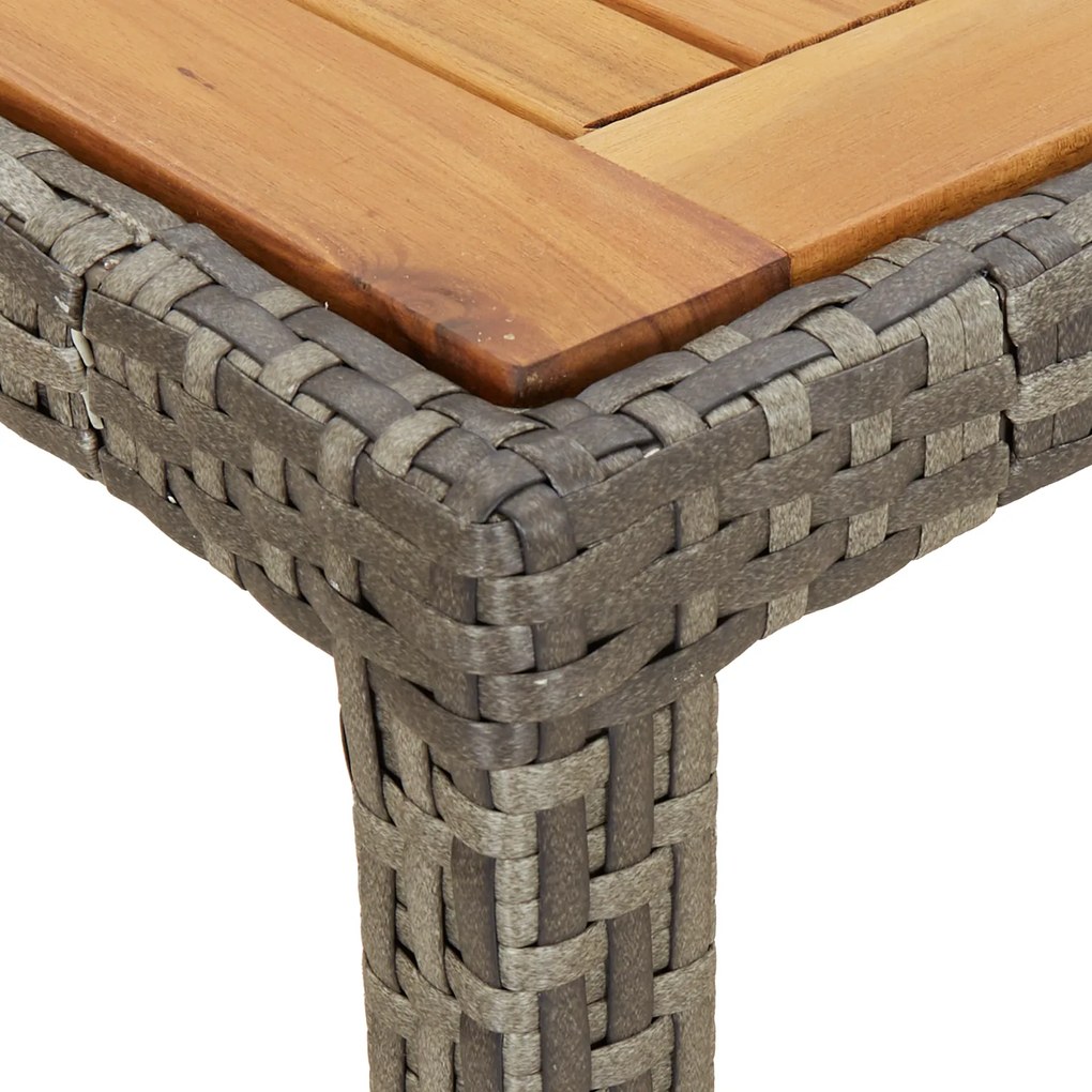 vidaXL Τραπέζι Φαγητού Κήπου Γκρι 150x90x75 εκ. Πολυ Ράτανας