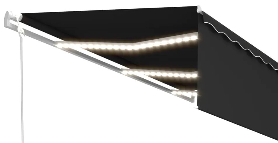 vidaXL Τέντα Αυτόματη με Σκίαστρο/LED/Αισθ. Ανέμου Ανθρακί 6 x 3 μ.