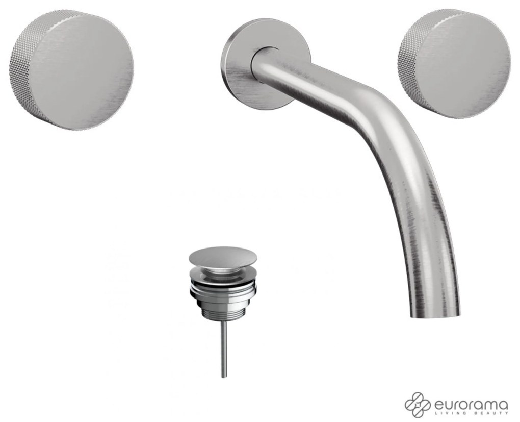 Eurorama Eletta Tecno Inox Finish Μπαταρία Νιπτήρα Εντοιχισμού+Βαλβίδα Clic-Clac 167901-110 R0338-110