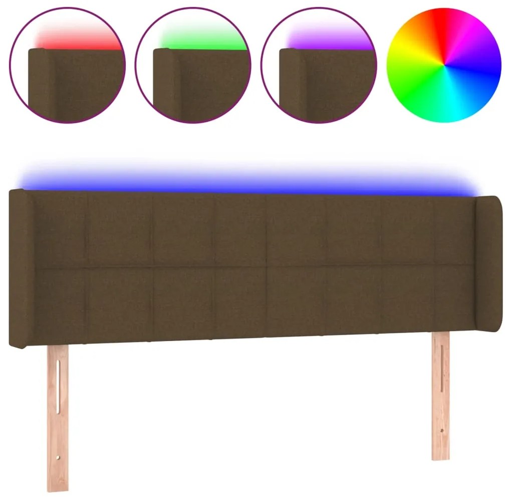 vidaXL Κεφαλάρι Κρεβατιού LED Σκούρο Καφέ 147x16x78/88 εκ. Υφασμάτινο