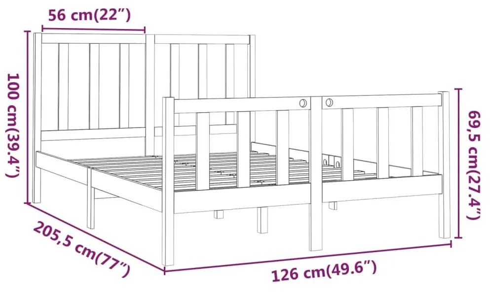 Σκελετός Κρεβ. Χωρίς Στρώμα Λευκό 120x200 εκ Μασίφ Πεύκο - Λευκό