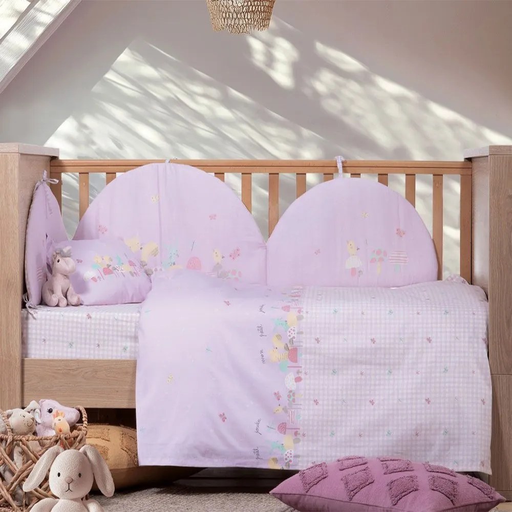 Σεντόνια Βρεφικά Mon Petit Jardin (Σετ 3τμχ) Lilac Nef-Nef Homeware Κούνιας 120x170cm 100% Βαμβάκι