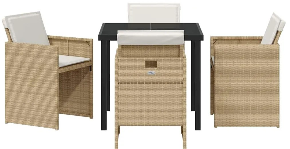 vidaXL Σέτ φαγητού για κήπο 5 pcs Μπεζ συνθετικό ρατάν