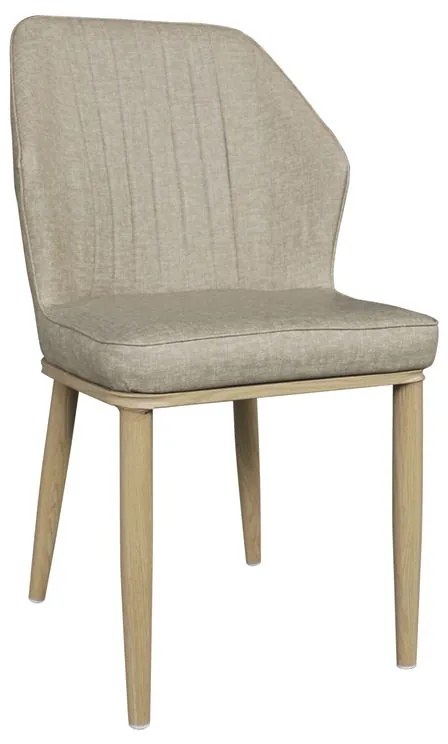 DELUX Καρέκλα Μέταλλο Βαφή Φυσικό, Linen PU Μπέζ  49x51x89cm ΕΜ156,2