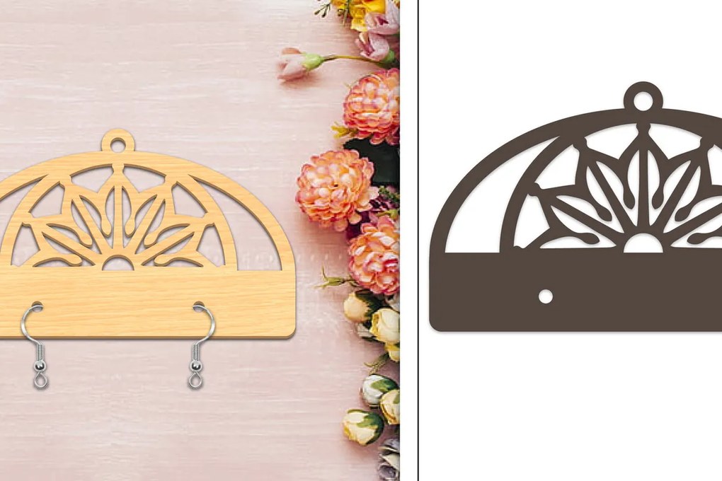 Σετ των 3 Intra απο ξύλο plywood  Χρώμα wenge 3mm-4mm πάχος - Στήριγμα σκουλαρίκια Δίασταση 3x3 cm INTRAFABR-118764247