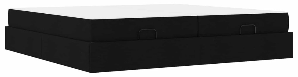 Σκελετός κρεβατιού με στρώμα με στρώμα 2 pcs Μαύρο ύφασμα